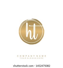 Initial letter HT beautiful handwriting logo vector template