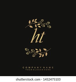 Initial letter HT beautiful handwriting logo vector template