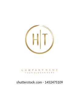 Initial letter HT beautiful handwriting logo vector template