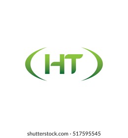 initial letter HT brackets uppercase logo green vector element template design