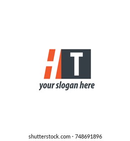 Initial Letter HT Design Logo With Square