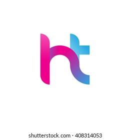 initial letter ht linked circle lowercase logo pink blue purple