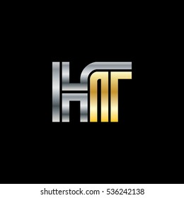 Initial Letter HT Linked Design Logo Silver Gold