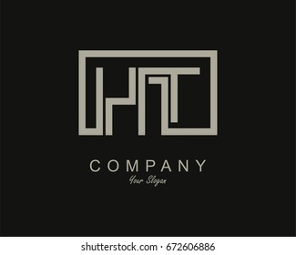 Initial Letter HT Linked Logo With Box