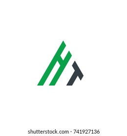 Initial Letter HT Linked Triangle Design Logo
