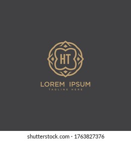Initial letter HT logo icon design. Luxury jewelry frame gem edge logotype. Print monogram initials stamp sign symbol