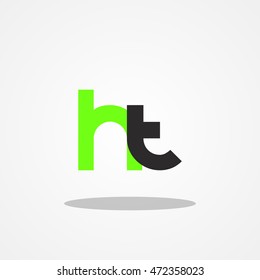 Initial letter HT lowercase logo design template leaf green black