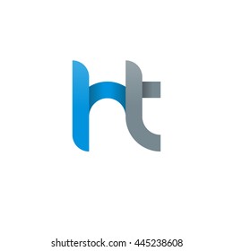 initial letter ht modern linked circle round lowercase logo blue gray