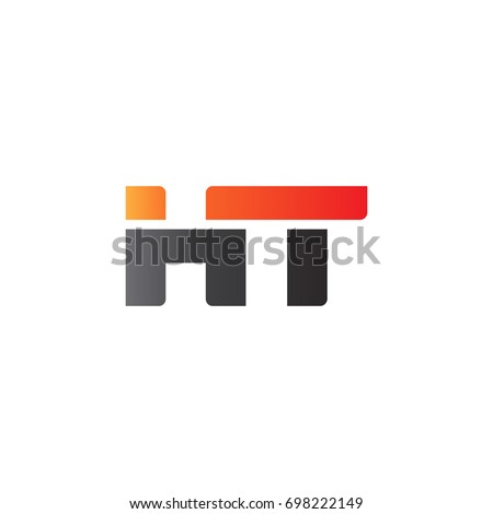 Initial letter HT, straight linked line bold logo, gradient fire red black colors