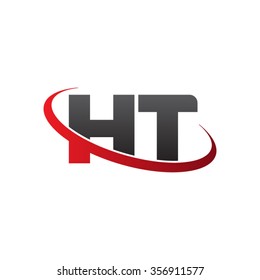 initial letter HT swoosh ring company logo red black