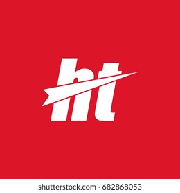 initial letter ht white logo in red background