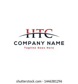 Initial letter HTC, overlapping movement swoosh horizon logo company design inspiration in red and dark blue color vector