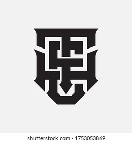Lettre initiale HTE, HET, THE, TEH, ETH ou EHT qui se chevauchent, interlock, logo monogramme, couleur noire sur fond blanc
