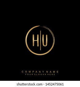 Initial letter HU beautiful handwriting logo vector template