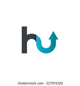 Initial Letter HU Up Design Logo Black Blue