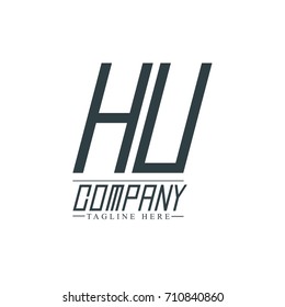 Initial Letter HU Design Logo