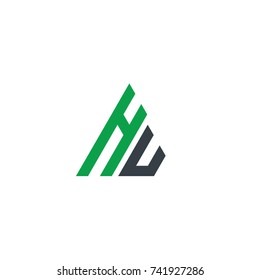 Initial Letter HU HV Linked Triangle Design Logo