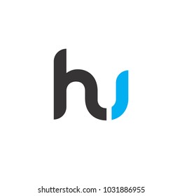 Initial Letter HU Linked Circle Lowercase Logo Black Blue Icon Design Template Element