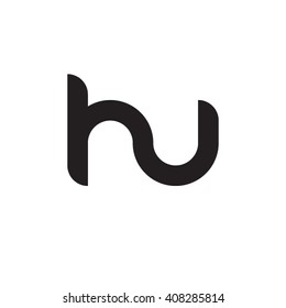 initial letter hu linked circle lowercase monogram logo black