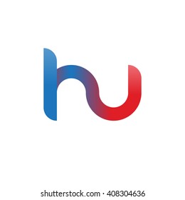 initial letter hu linked circle lowercase logo blue red