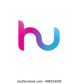 initial letter hu linked circle lowercase logo pink blue purple