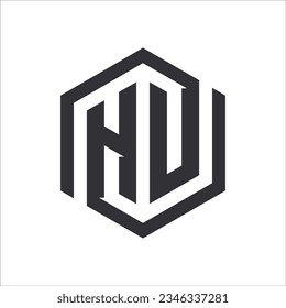 initial letter hu logo design