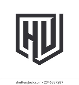 diseño del logotipo de hu de letra inicial