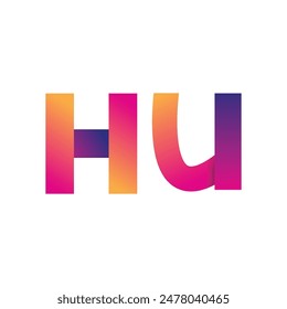 Initial Letter HU Logo Lowercase, magenta and orange, Modern and Simple Logo Design