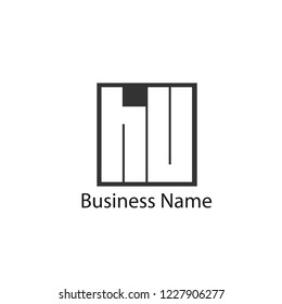 Initial Letter HU Logo Template Design