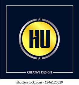 Initial Letter HU Logo Template Design