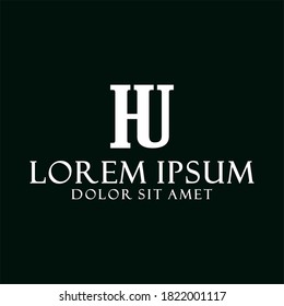 Initial letter HU logo template with bold serif font illustration in flat design monogram symbol