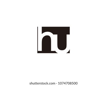 Initial letter hu lowercase logo black and white