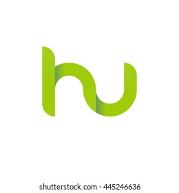 initial letter hu modern linked circle round lowercase logo green