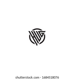 Initial Letter HUG triangle monogram cool modern logo