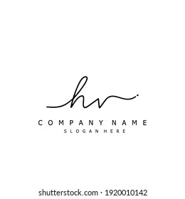 Initial letter HV calligraphy handwritten logo. Handwritten alphabet in the logo template. Letters and Alphabet for your logo design.
