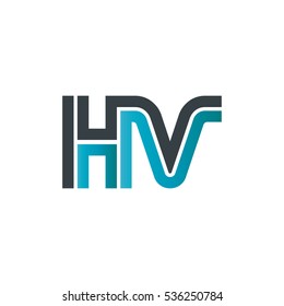 Initial Letter HV Linked Design Logo Black Blue