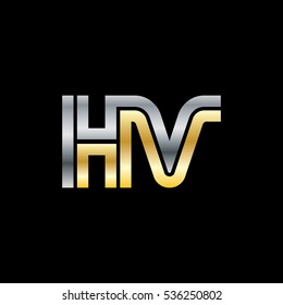 Initial Letter HV Linked Design Logo Silver Gold
