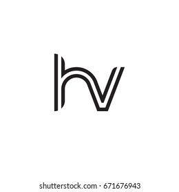 Initial letter hv, linked outline rounded lowercase, monogram black