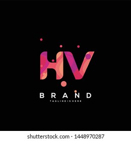 Initial letter HV logo with colorful background, letter combination logo design for creative industry, web, business and company. - Vector