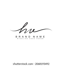 Initial Letter HV Logo - Hand Drawn Signature Logo