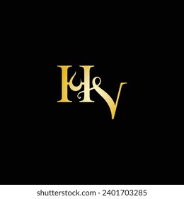 Initial Letter HV Logo Template Design HV letter logo with white background.The nice black letter logo.  creative modern symbol icon monogram