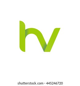 initial letter hv modern linked circle round lowercase logo green