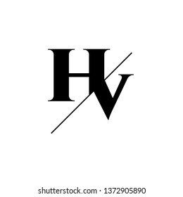 Initial Letter HV Monogram Sliced. Logo template isolated on white background