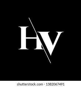 Initial Letter HV Monogram Sliced. Modern logo template isolated on gray background