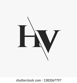 Initial Letter HV Monogram Sliced. Modern logo template isolated on gray background