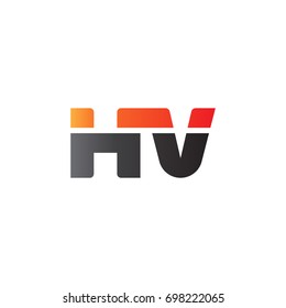 Initial letter HV, straight linked line bold logo, gradient fire red black colors