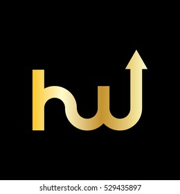 Initial Letter HW Grow Up Logo Gold