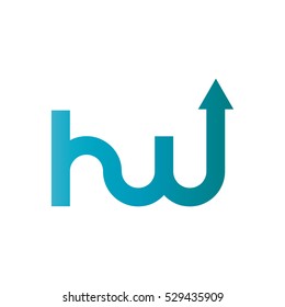 Initial Letter HW Grow Up Logo Blue