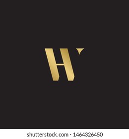 Initial letter hw h w  uppercase modern logo design template elements. Gold letter Isolated on black  background. Suitable for business, consulting group company.