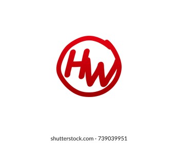 The initial letter HW handwritten logo